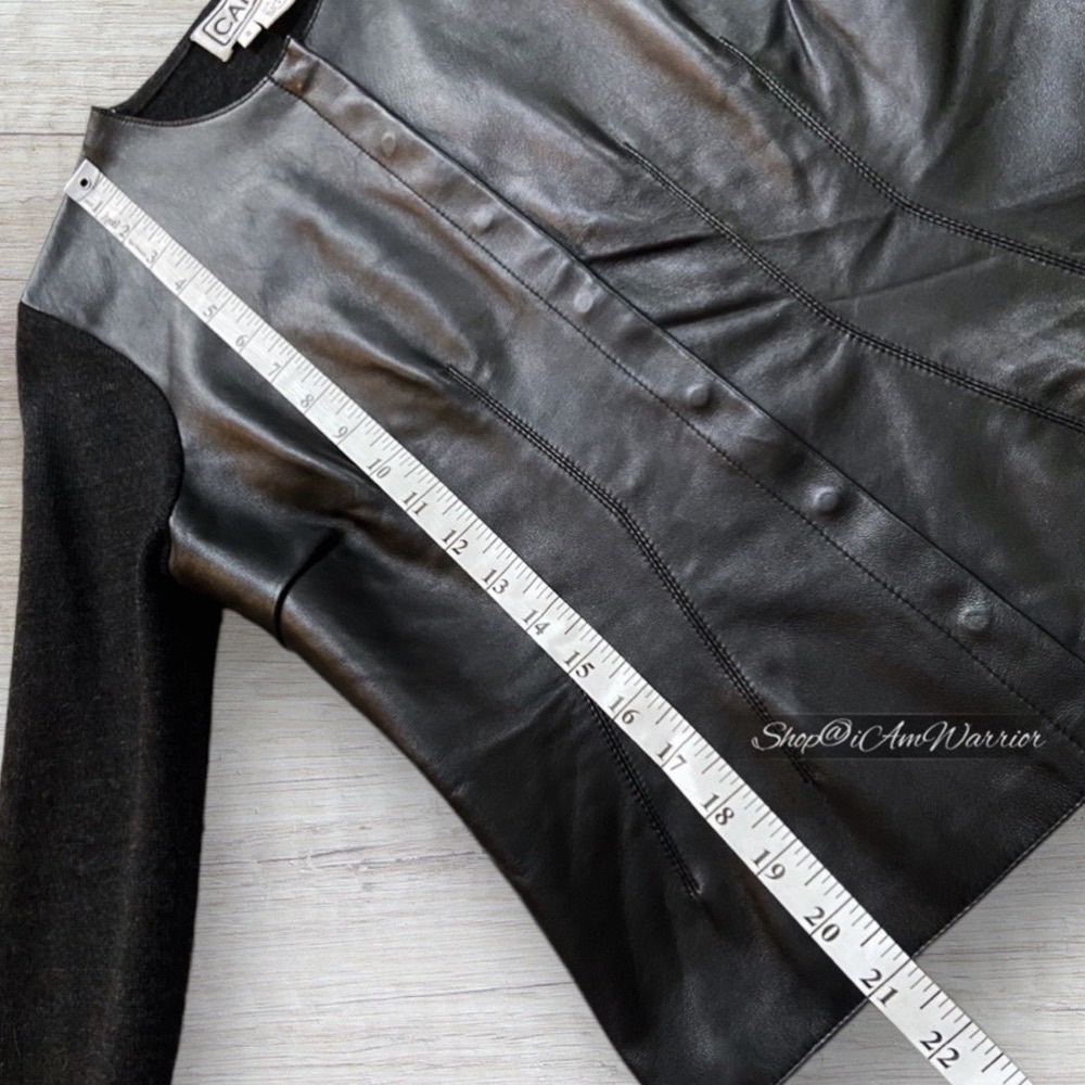 Carlisle genuine leather front wool crewneck snap cardigan *shop@iamwarrior - Picture 8 of 10